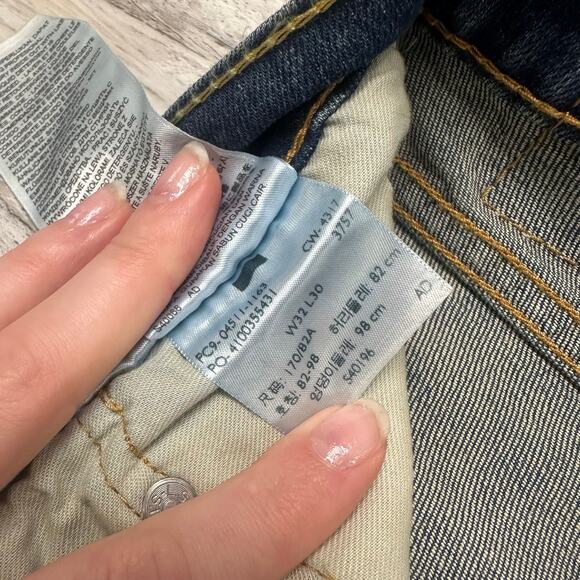 Levis 511 Dark Wash Faded Blue Mens 32x28 Slim Fit Stretch Denim Jeans Red Tab - Picture 5 of 11